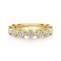 Toronto - Vintage Inspired 14K Yellow Marquise and Round Station Diamond Anniversary Band