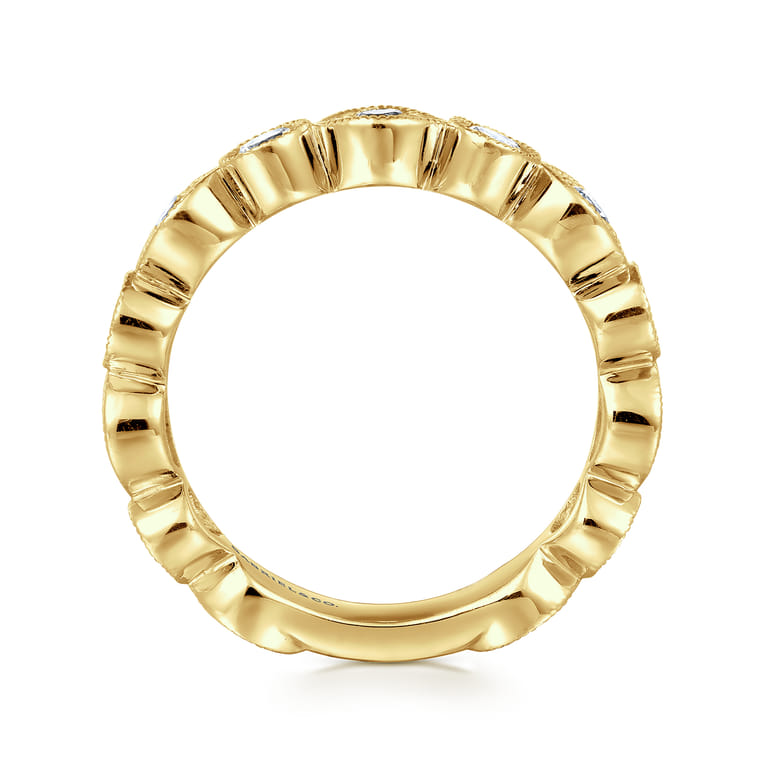 Straight Wedding Ring in 14k Yellow Gold with Round Natural Diamond at Gabriel & Co. - Shot 2