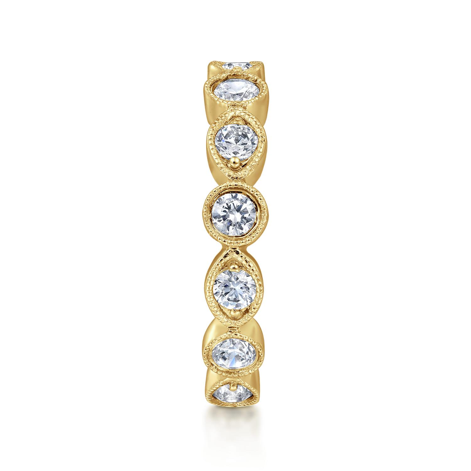 Straight Wedding Ring in 14k Yellow Gold with Round Natural Diamond at Gabriel & Co. - Shot 4