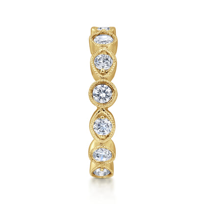 Toronto - Vintage Inspired 14K Yellow Marquise and Round Station Diamond Anniversary Band