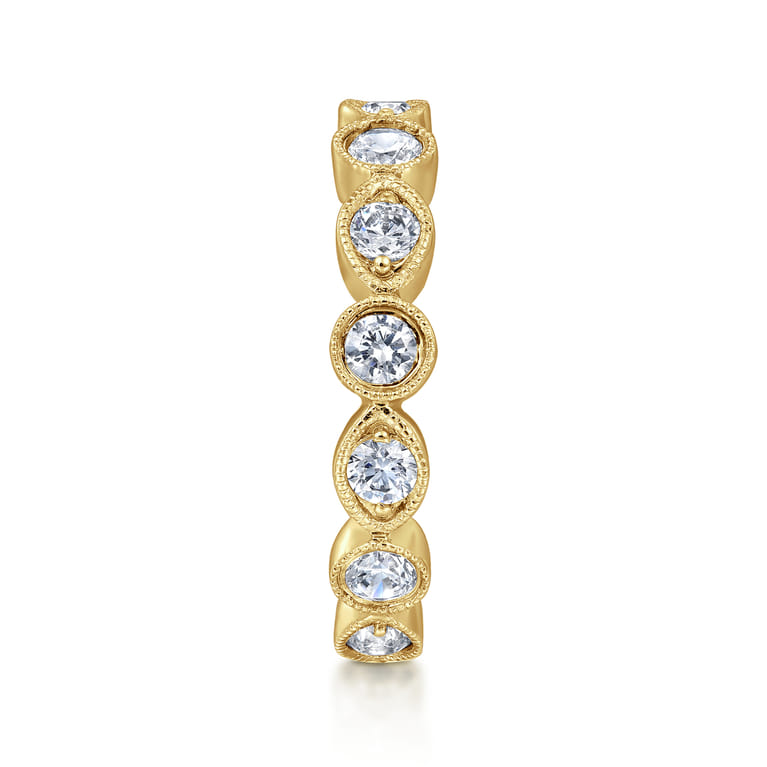 Straight Wedding Ring in 14k Yellow Gold with Round Natural Diamond at Gabriel & Co. - Shot 4