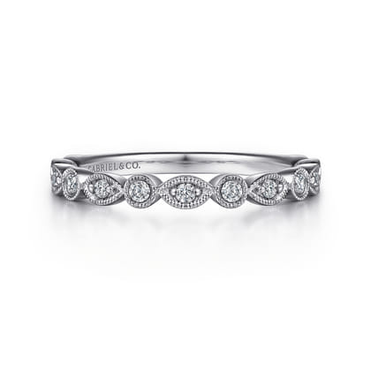 Toronto - Vintage Inspired Platinum Marquise and Round Station Diamond Anniversary Band