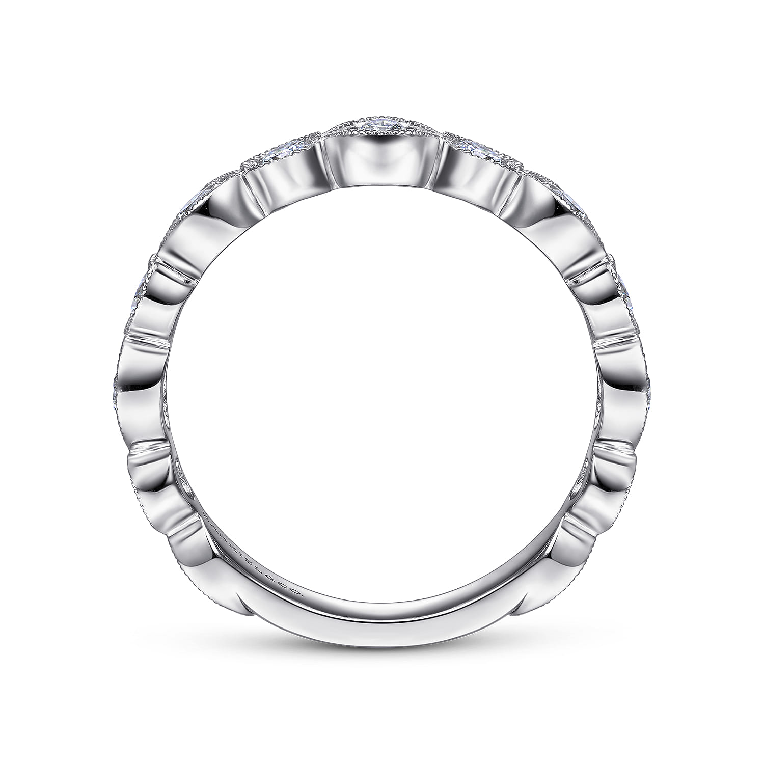 Fancy Wedding Ring in Platinum with Round Natural Diamond at Gabriel & Co. - Shot 2