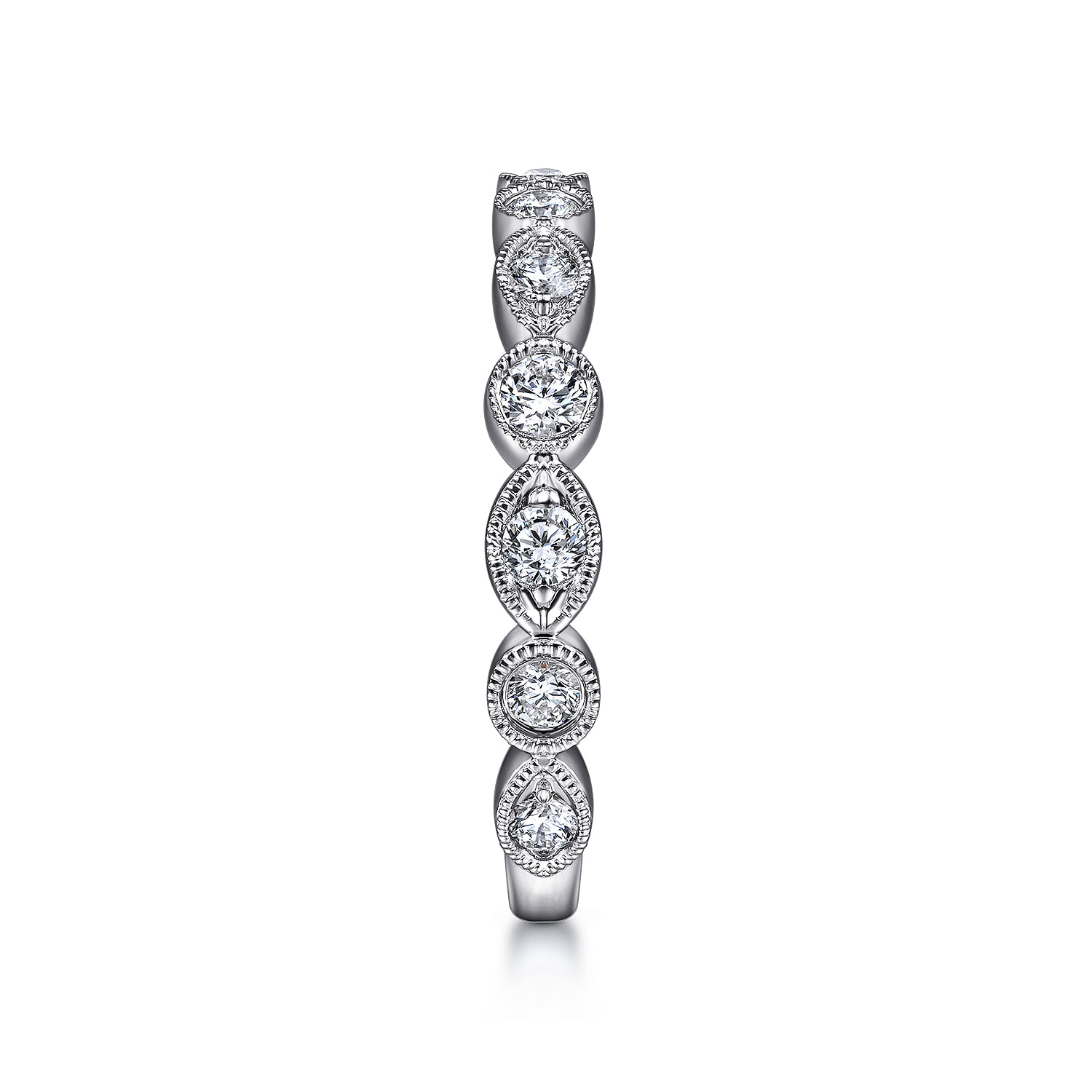 Fancy Wedding Ring in Platinum with Round Natural Diamond at Gabriel & Co. - Shot 4