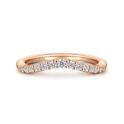 Toulon - Curved 14K Rose Gold Shared Prong Diamond Wedding Band