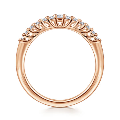 Toulon - Curved 14K Rose Gold Shared Prong Diamond Wedding Band