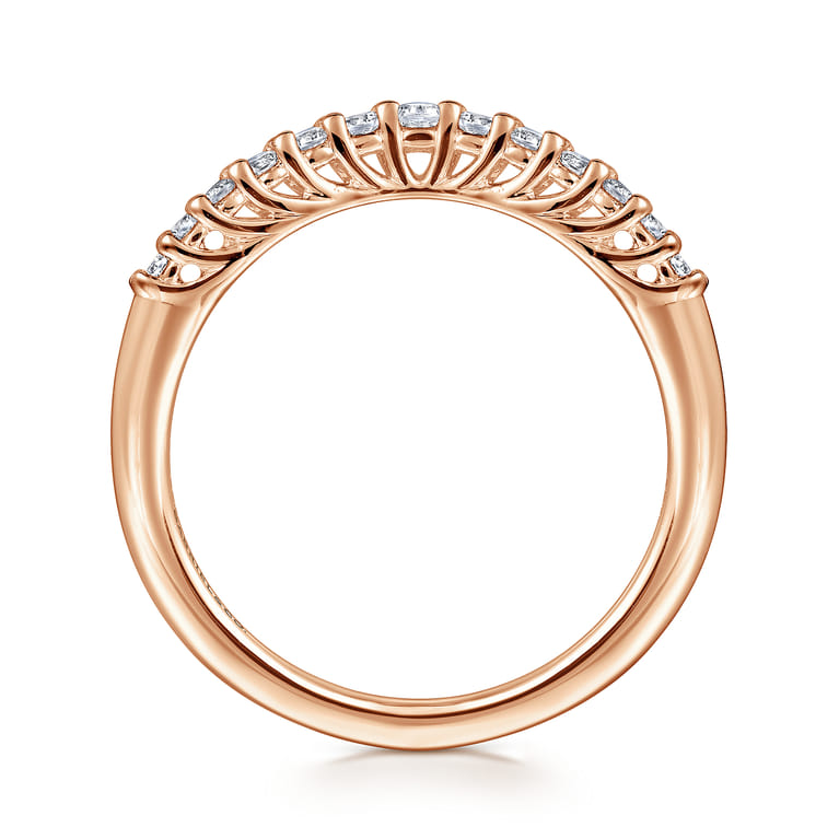 Curved Wedding Ring in 14k Rose Gold with Round  at Gabriel & Co. - Shot 2