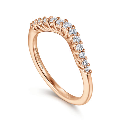 Toulon - Curved 14K Rose Gold Shared Prong Diamond Wedding Band