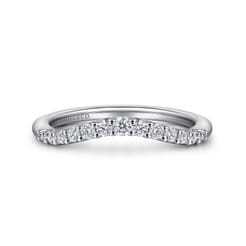 Toulon - Curved 14K White Gold Shared Prong Diamond Wedding Band