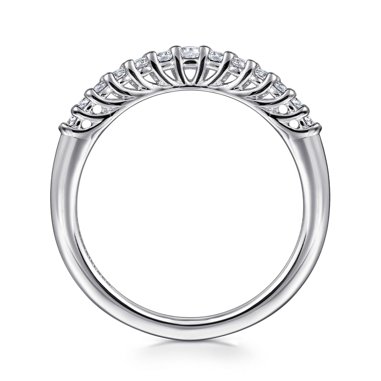 Curved Wedding Ring in 14k White Gold with Round  at Gabriel & Co. - Shot 2