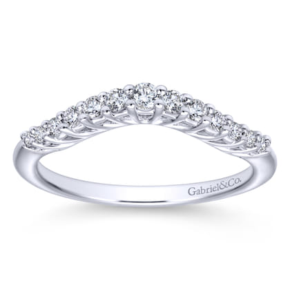 Toulon - Curved 14K White Gold Shared Prong Diamond Wedding Band