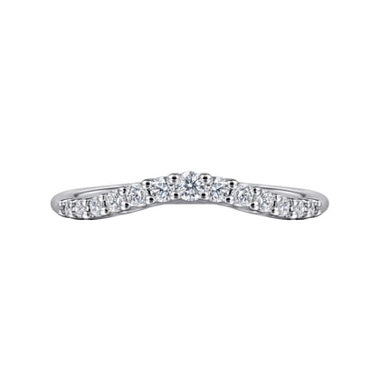 Toulon - Curved 14K White Gold Shared Prong Diamond Wedding Band