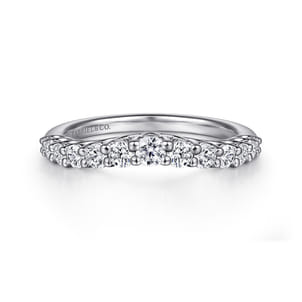 Toulon - Curved 14K White Gold Shared Prong Diamond Wedding Band
