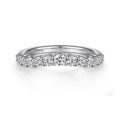 Toulon - Curved 14K White Gold Shared Prong Diamond Wedding Band