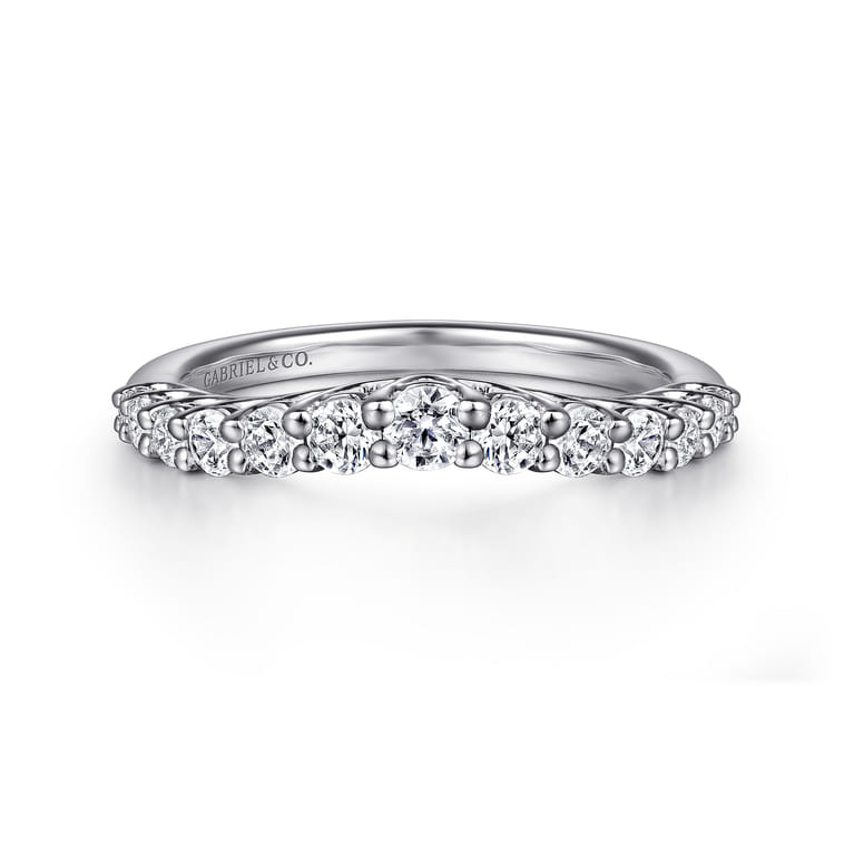 Curved Wedding Ring in 14k White Gold with Round Natural Diamond at Gabriel & Co. - Shot 1