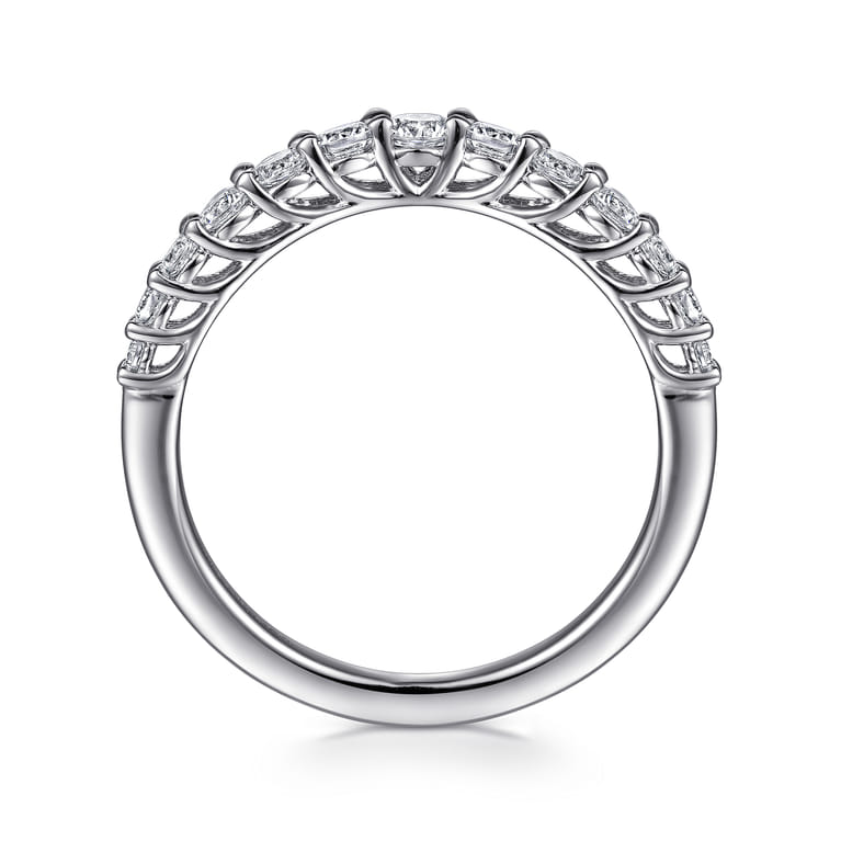 Curved Wedding Ring in 14k White Gold with Round Natural Diamond at Gabriel & Co. - Shot 2