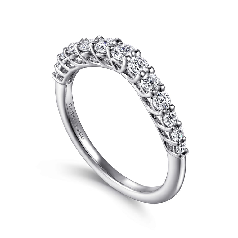 Curved Wedding Ring in 14k White Gold with Round Natural Diamond at Gabriel & Co. - Shot 3