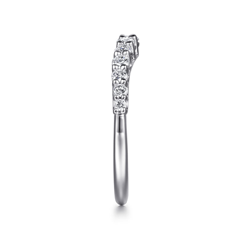Curved Wedding Ring in 14k White Gold with Round Natural Diamond at Gabriel & Co. - Shot 4