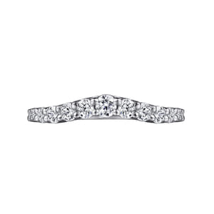 Toulon - Curved 14K White Gold Shared Prong Diamond Wedding Band