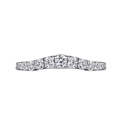 Toulon - Curved 14K White Gold Shared Prong Diamond Wedding Band