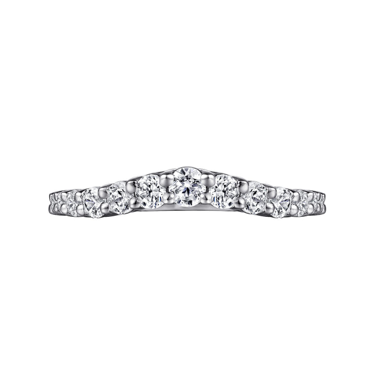 Curved Wedding Ring in 14k White Gold with Round Natural Diamond at Gabriel & Co. - Shot 5