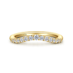 Toulon - Curved 14K Yellow Gold Shared Prong Diamond Wedding Band