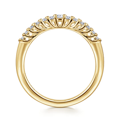 Toulon - Curved 14K Yellow Gold Shared Prong Diamond Wedding Band