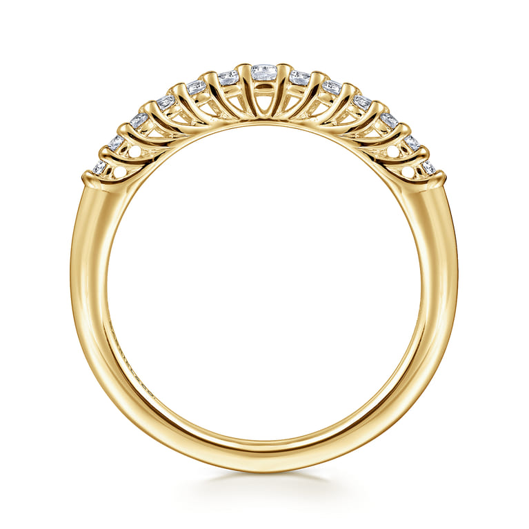 Curved Wedding Ring in 14k Yellow Gold with Round Natural Diamond at Gabriel & Co. - Shot 2