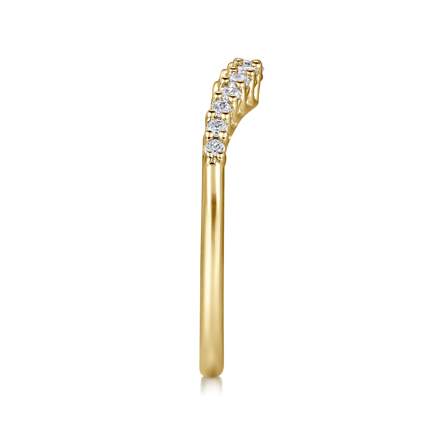 Curved Wedding Ring in 14k Yellow Gold with Round Natural Diamond at Gabriel & Co. - Shot 4