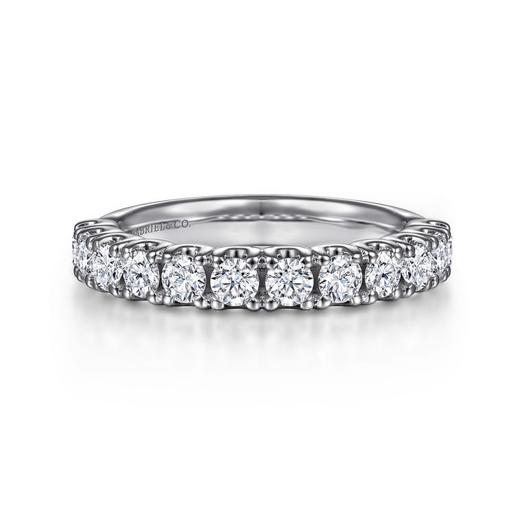 Straight Wedding Ring in 14k White Gold with Round Natural Diamond at Gabriel & Co. - Shot 1