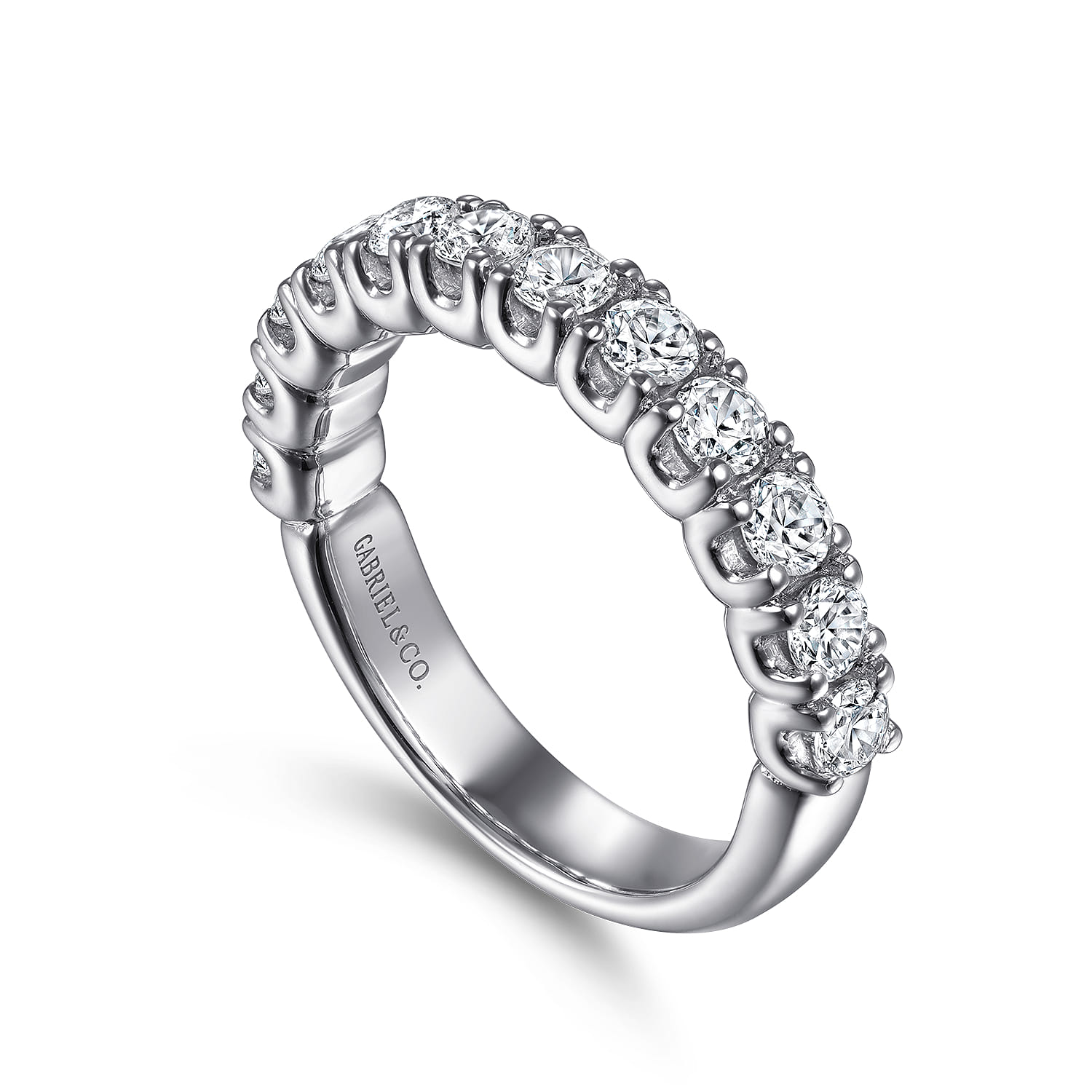 Straight Wedding Ring in 14k White Gold with Round Natural Diamond at Gabriel & Co. - Shot 3