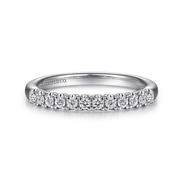 Straight Wedding Ring in 14k White Gold with Round Natural Diamond at Gabriel & Co. - Shot 1