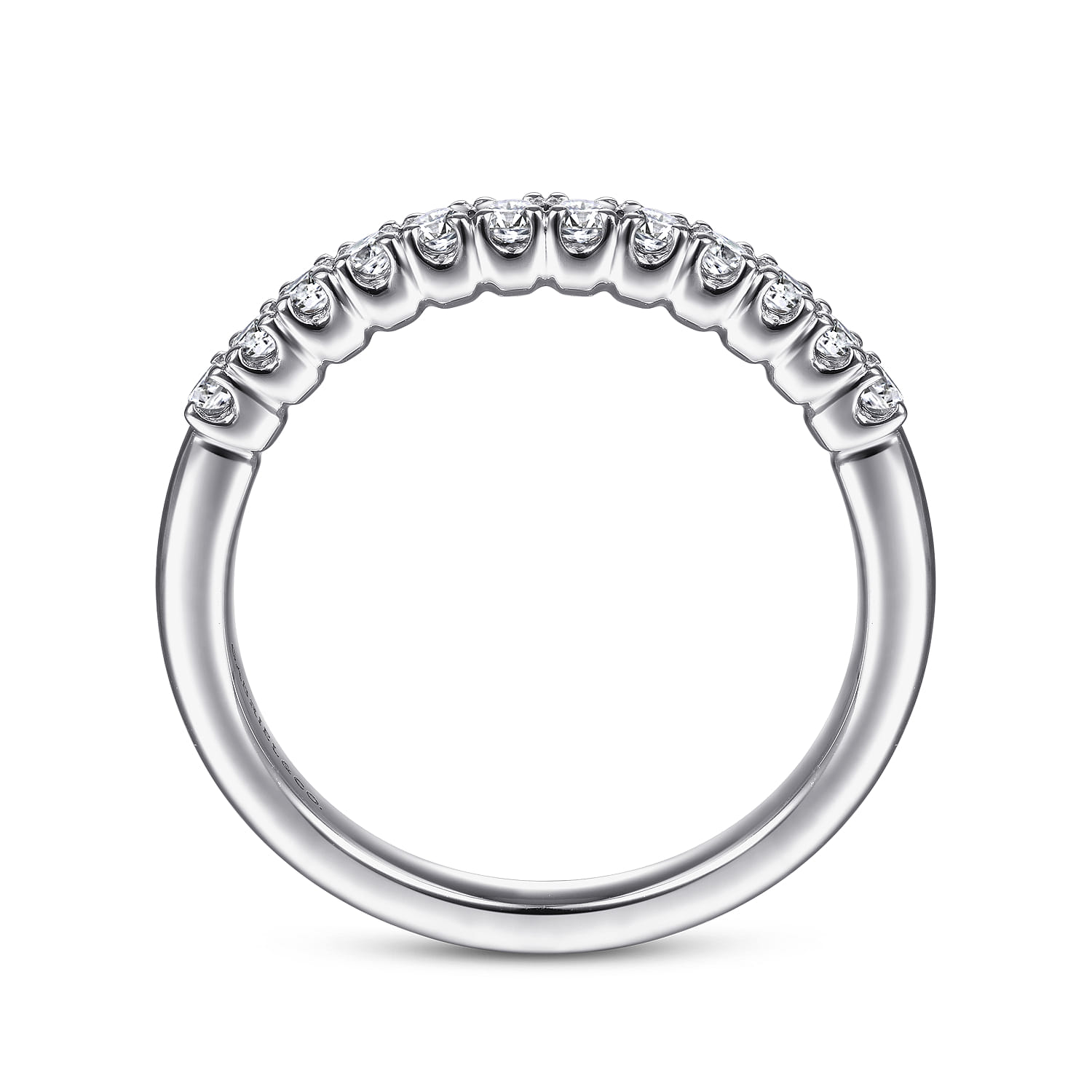Straight Wedding Ring in 14k White Gold with Round Natural Diamond at Gabriel & Co. - Shot 2