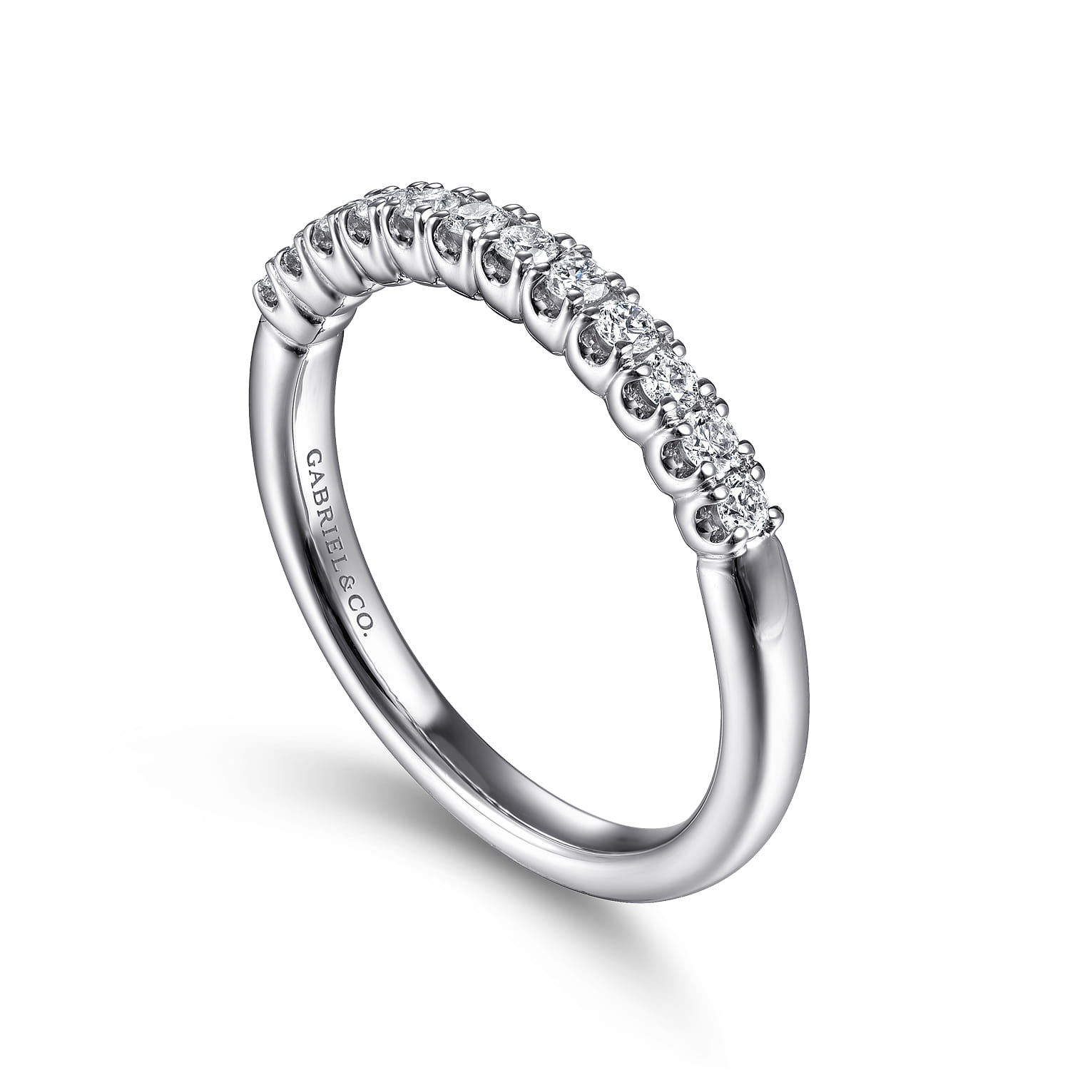Straight Wedding Ring in 14k White Gold with Round Natural Diamond at Gabriel & Co. - Shot 3