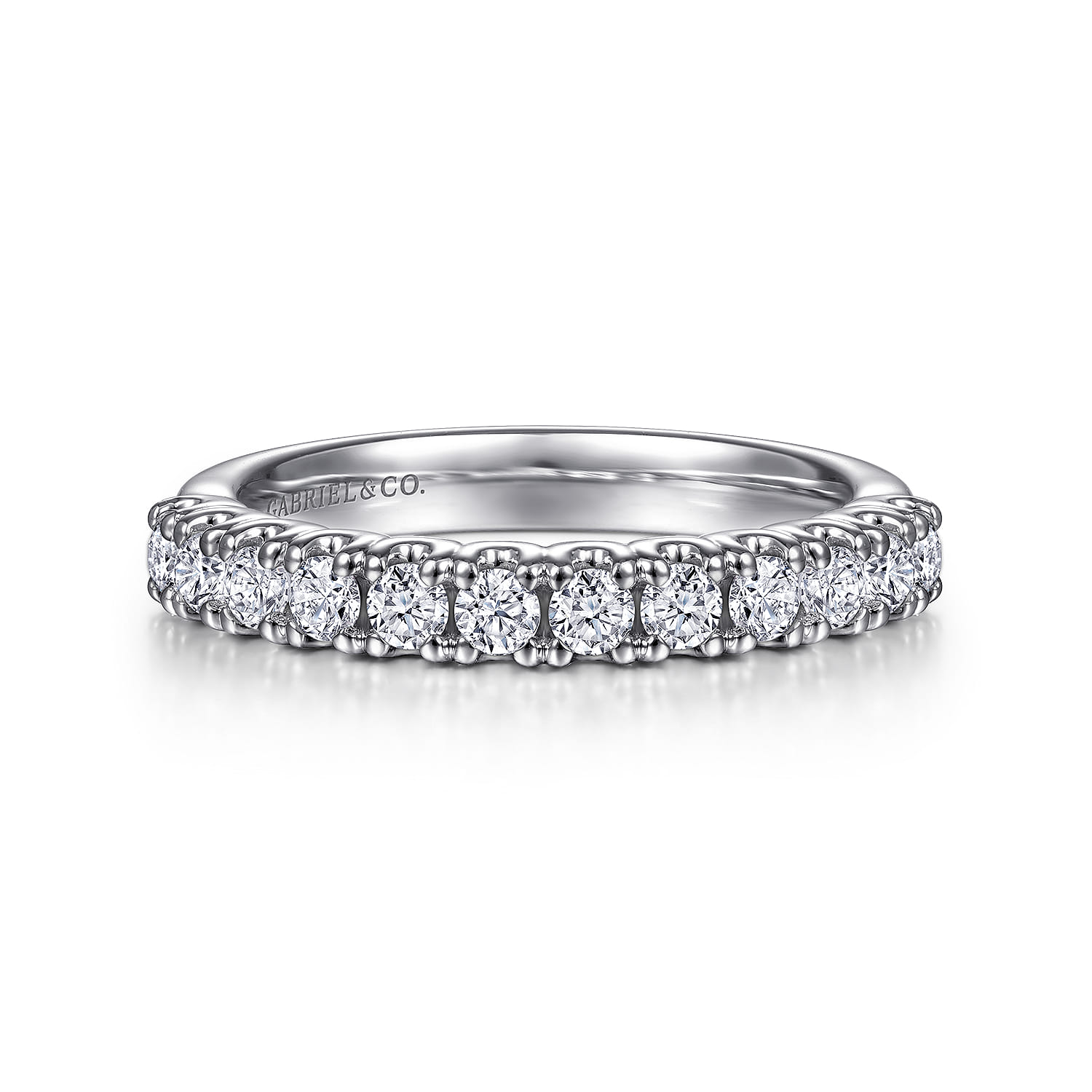 Straight Wedding Ring in 14k White Gold with Round Natural Diamond at Gabriel & Co. - Shot 1