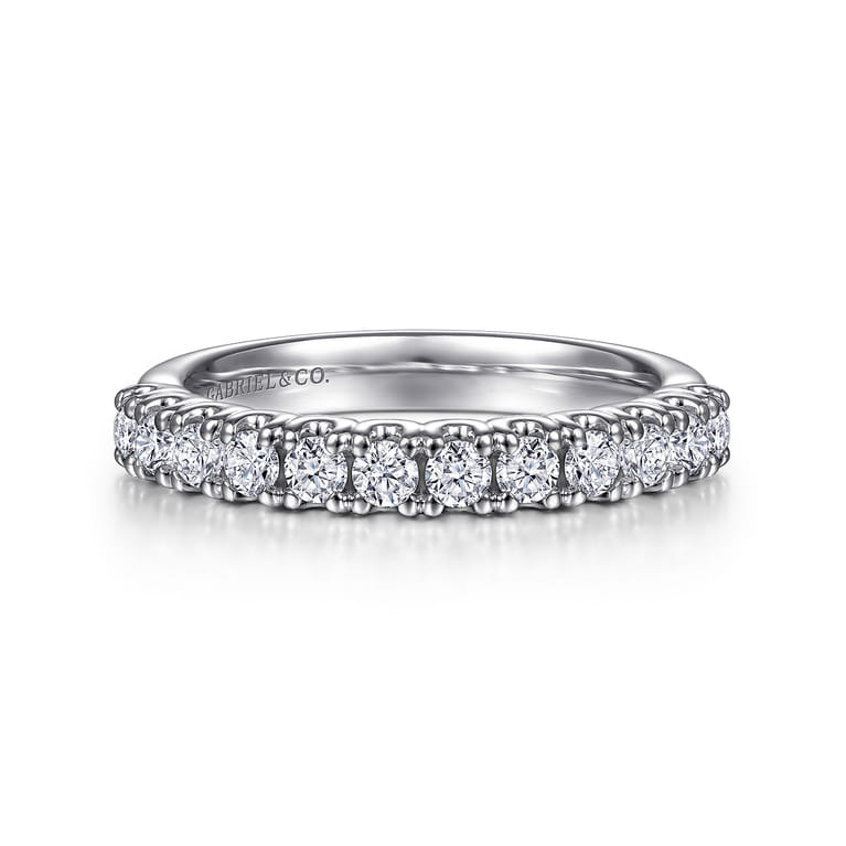 Straight Wedding Ring in 14k White Gold with Round Natural Diamond at Gabriel & Co. - Shot 1