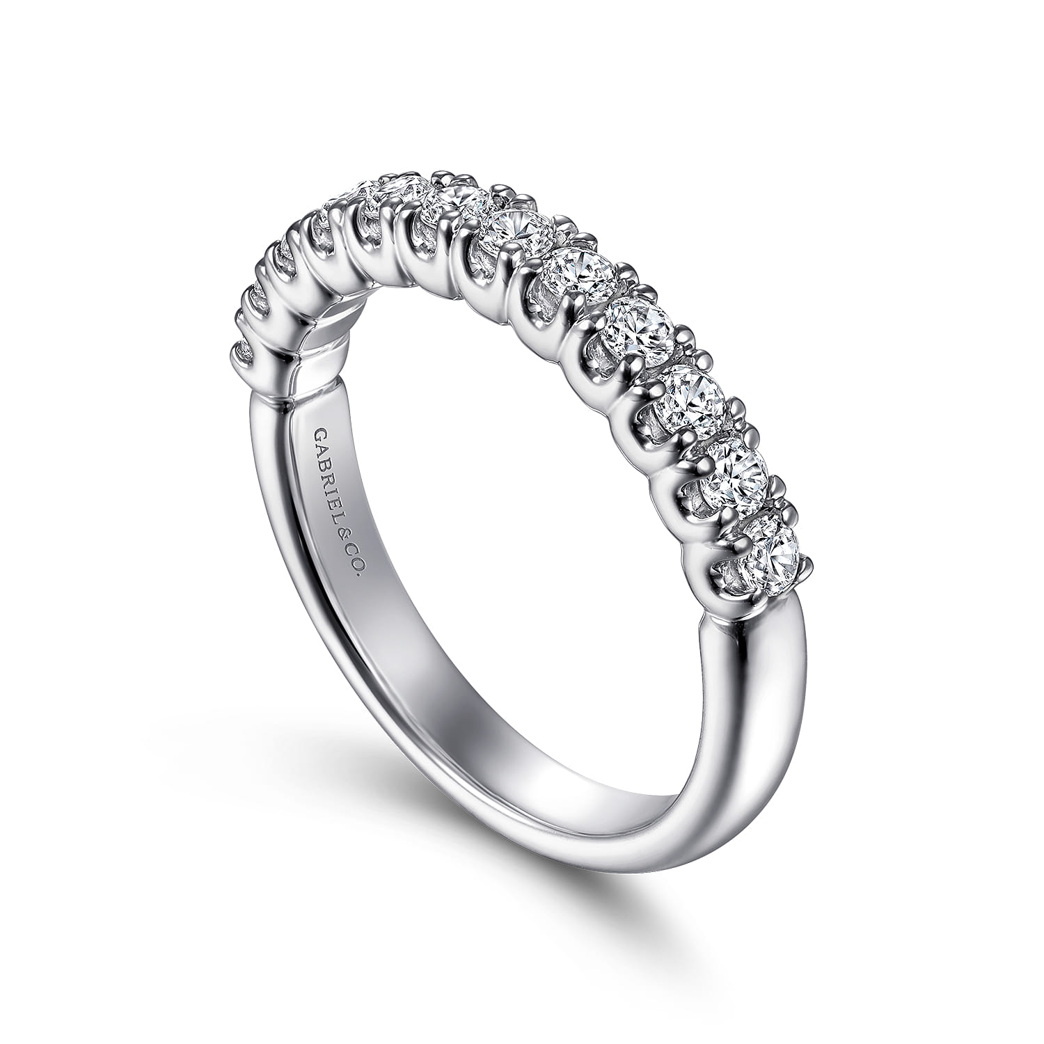 Straight Wedding Ring in 14k White Gold with Round Natural Diamond at Gabriel & Co. - Shot 3