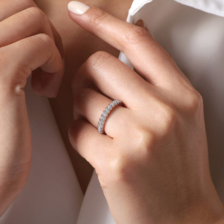 Straight Wedding Ring in 14k White Gold with Round Natural Diamond at Gabriel & Co. - Shot 5