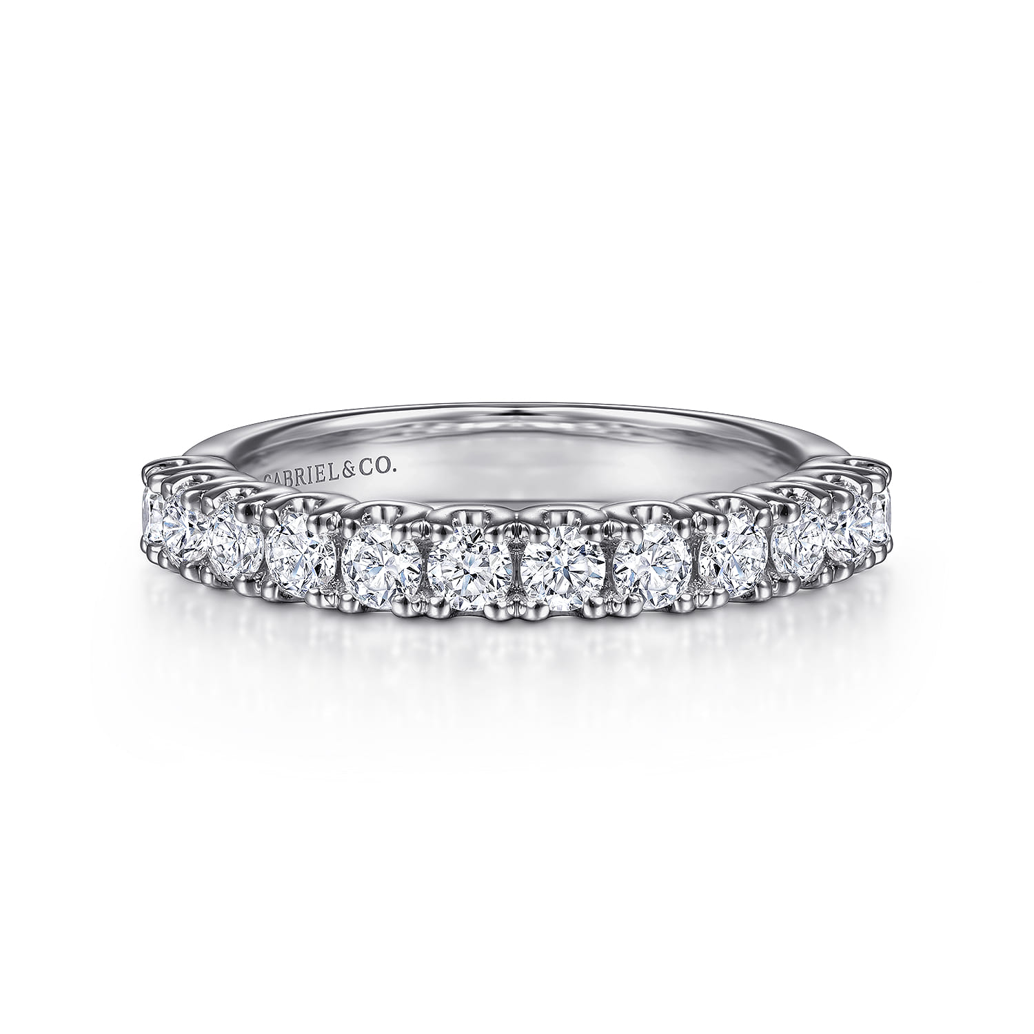 Straight Wedding Ring in 14k White Gold with Round Natural Diamond at Gabriel & Co. - Shot 1