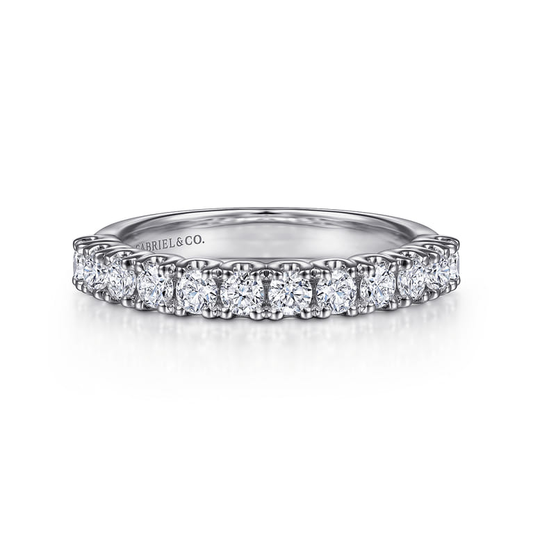 Straight Wedding Ring in 14k White Gold with Round Natural Diamond at Gabriel & Co. - Shot 1