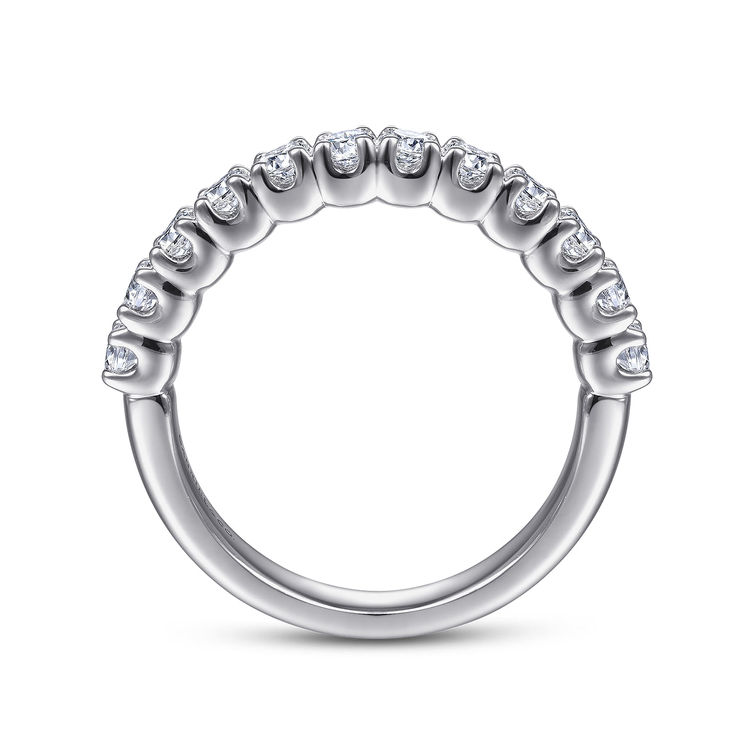 Straight Wedding Ring in 14k White Gold with Round Natural Diamond at Gabriel & Co. - Shot 2