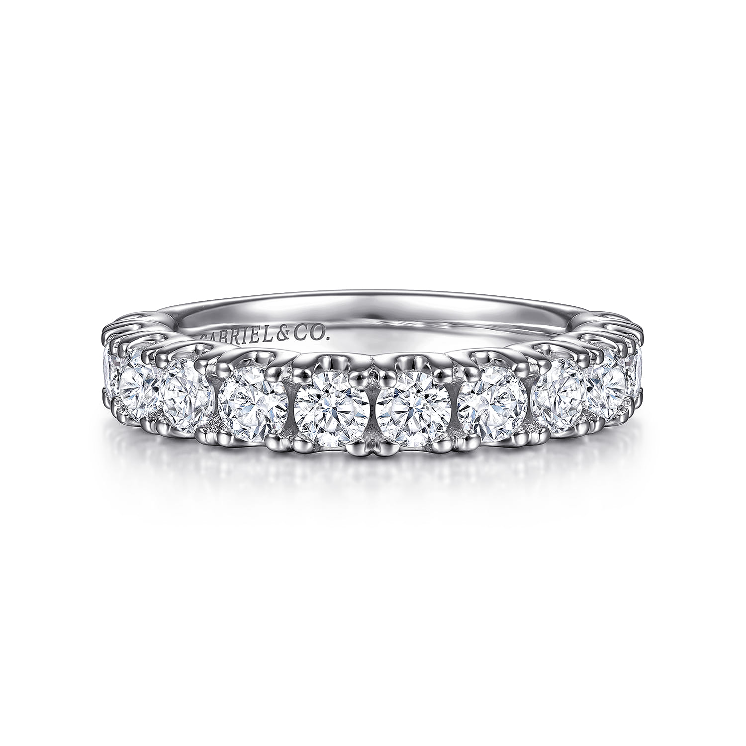Straight Wedding Ring in 14k White Gold with Round Natural Diamond at Gabriel & Co. - Shot 1