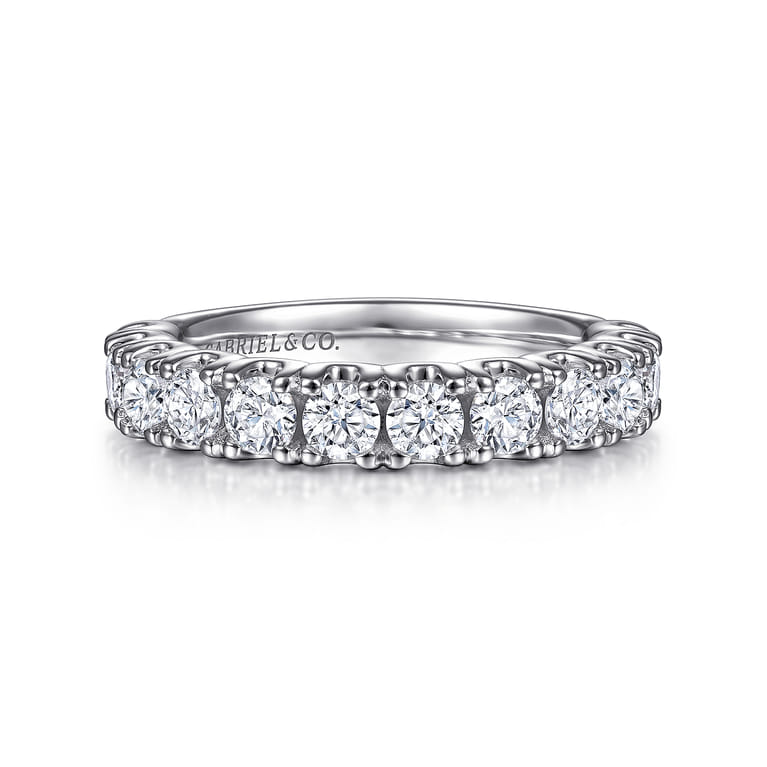 Straight Wedding Ring in 14k White Gold with Round Natural Diamond at Gabriel & Co. - Shot 1