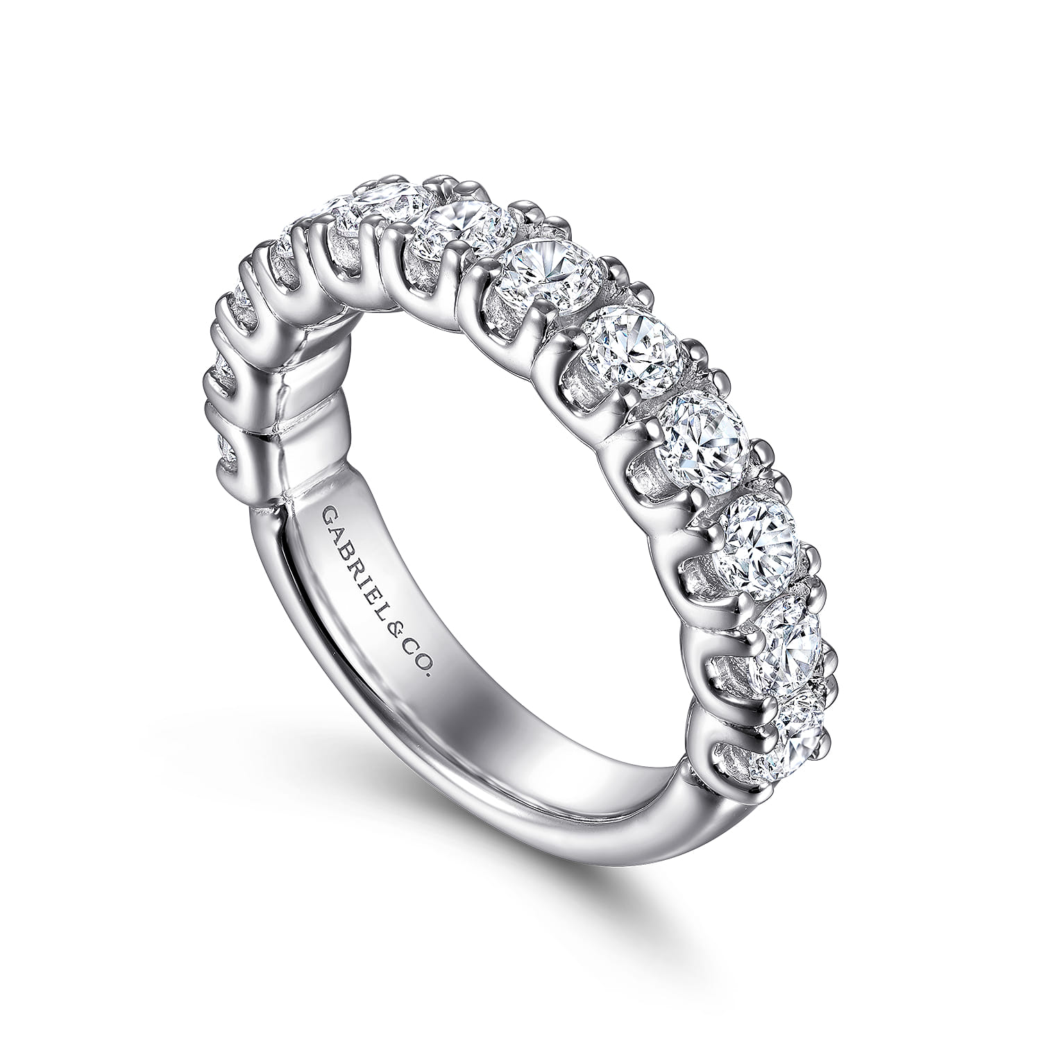 Straight Wedding Ring in 14k White Gold with Round Natural Diamond at Gabriel & Co. - Shot 3