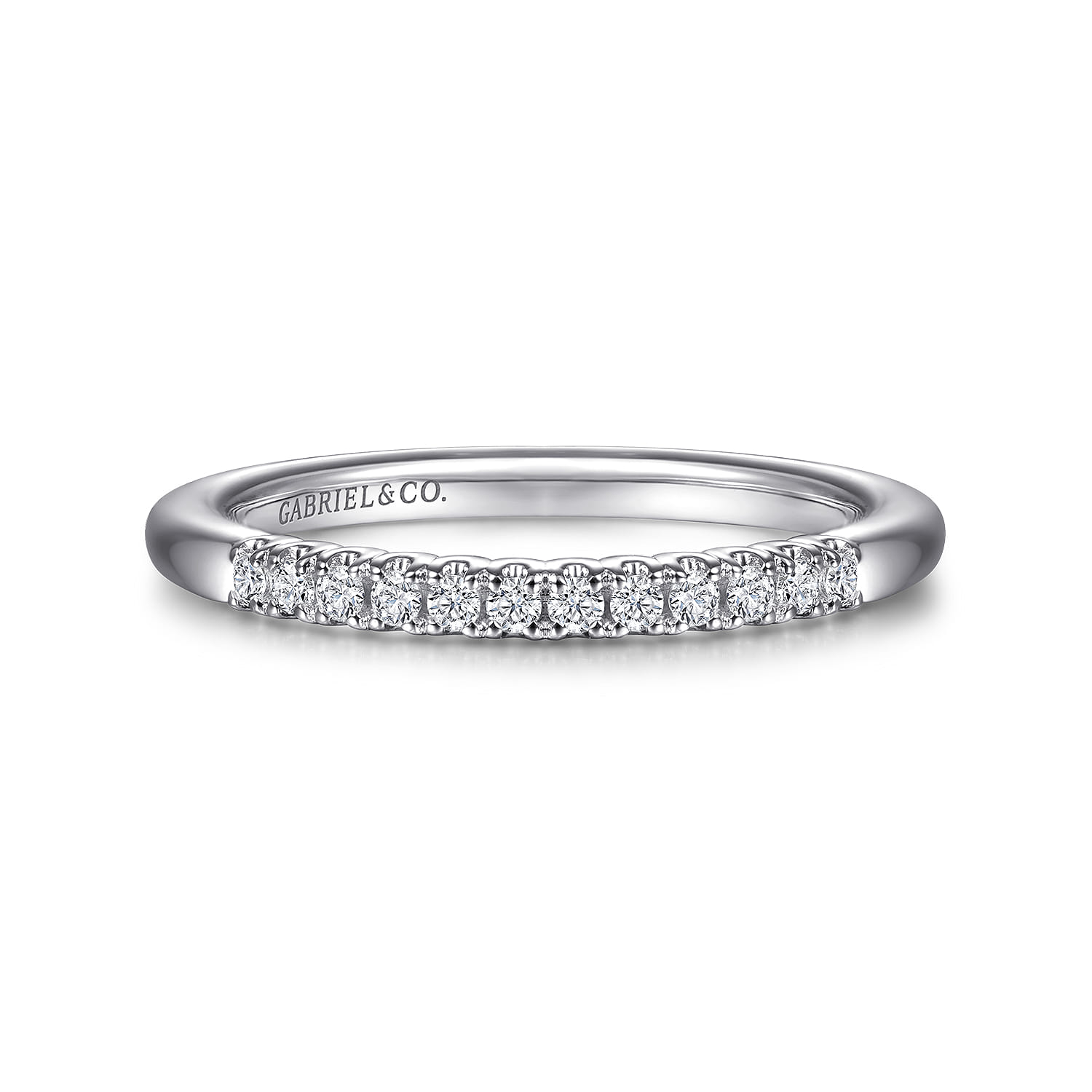 Straight Wedding Ring in 14k White Gold with Round Natural Diamond at Gabriel & Co. - Shot 1
