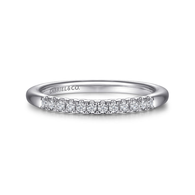 Straight Wedding Ring in 14k White Gold with Round Natural Diamond at Gabriel & Co. - Shot 1
