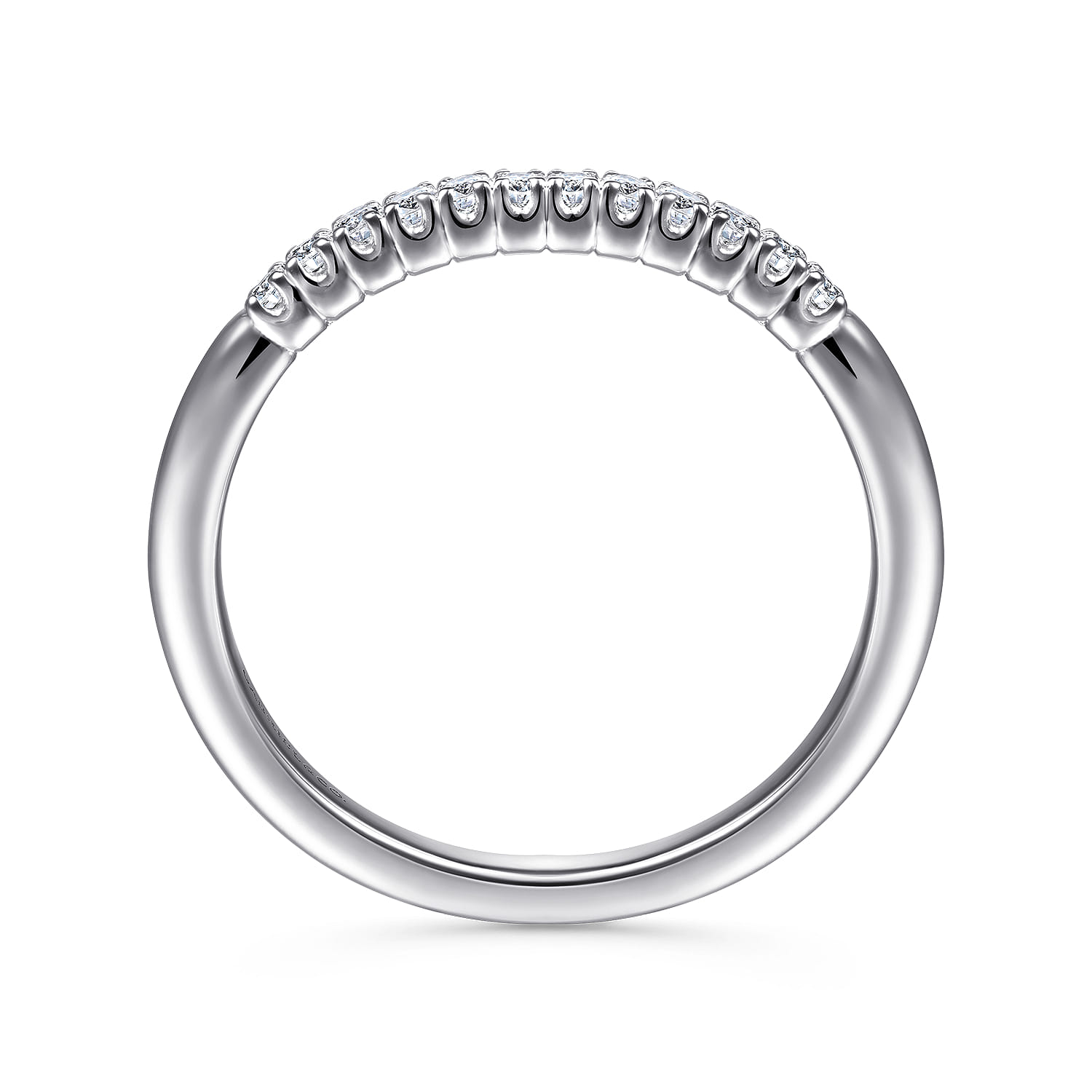 Straight Wedding Ring in 14k White Gold with Round Natural Diamond at Gabriel & Co. - Shot 2