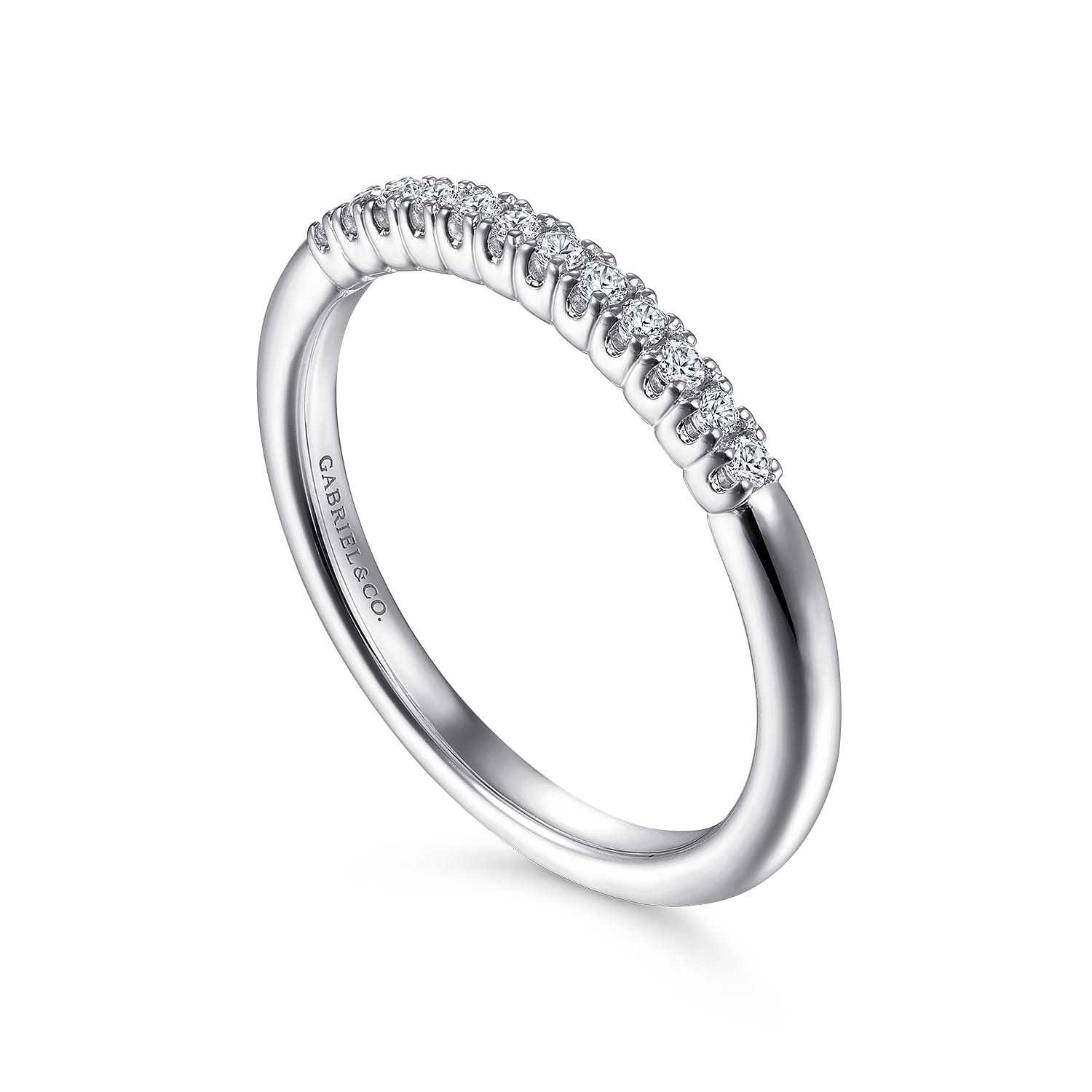 Straight Wedding Ring in 14k White Gold with Round Natural Diamond at Gabriel & Co. - Shot 3