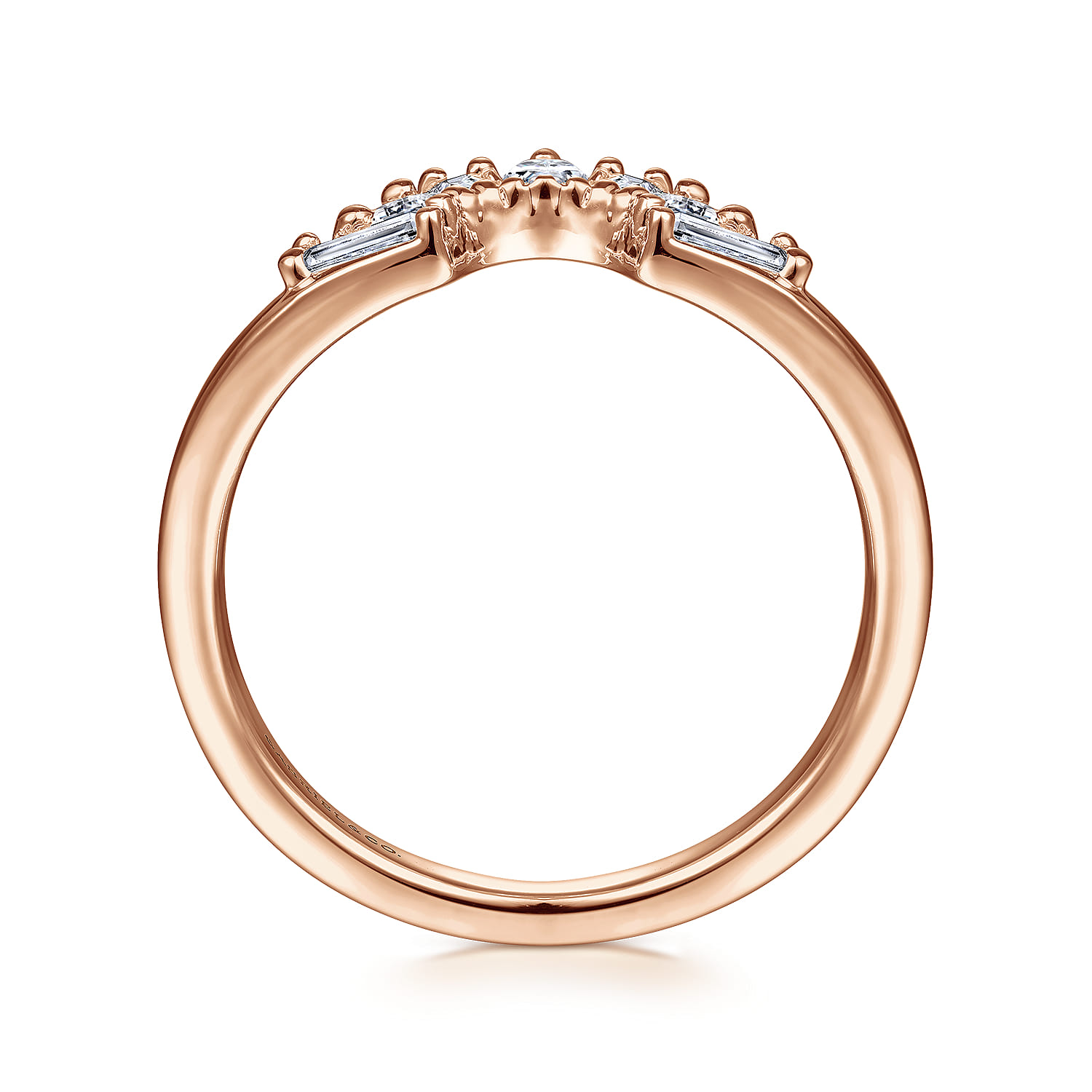 Curved Wedding Ring in 14k Rose Gold with  Natural Diamond at Gabriel & Co. - Shot 2