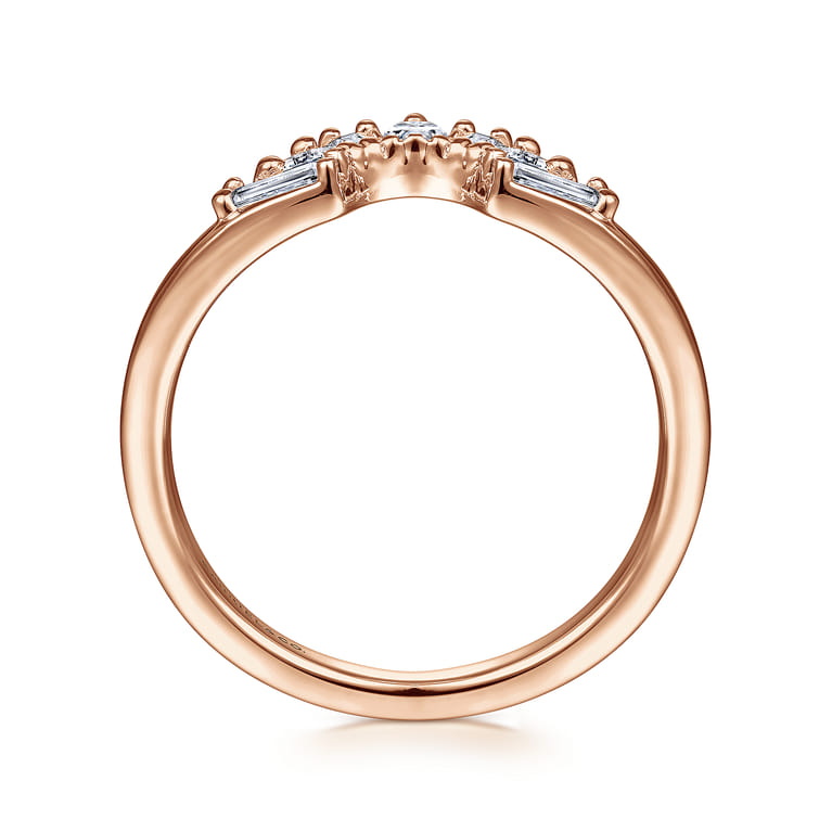 Curved Wedding Ring in 14k Rose Gold with  Natural Diamond at Gabriel & Co. - Shot 2